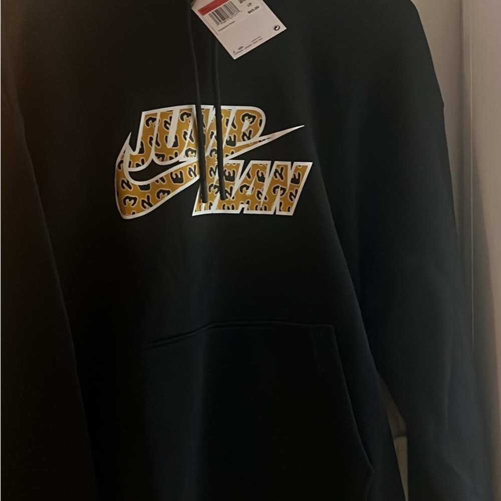 Jordan jumpman black Hoodie with Leopard Print Logo